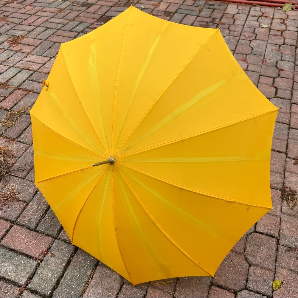 Vintage Bright Yellow Umbrella 100% Nylon Japan